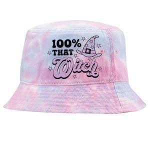 100 Percent That Witch Halloween Gift Tie-Dyed Bucket Hat