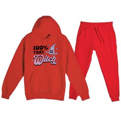 100 Percent That Witch Halloween Gift Premium Hooded Sweatsuit Set