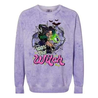 100 Percent That Witch Funny Halloween Gifts Colorblast Crewneck Sweatshirt