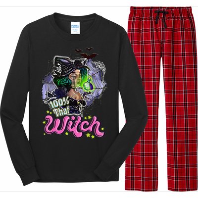 100 Percent That Witch Funny Halloween Gifts Long Sleeve Pajama Set