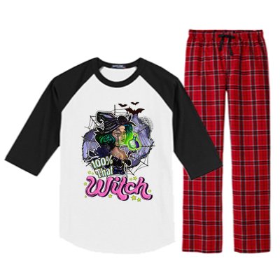 100 Percent That Witch Funny Halloween Gifts Raglan Sleeve Pajama Set