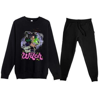 100 Percent That Witch Funny Halloween Gifts Premium Crewneck Sweatsuit Set