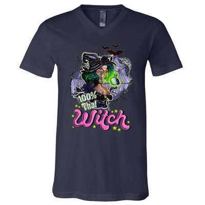 100 Percent That Witch Funny Halloween Gifts V-Neck T-Shirt