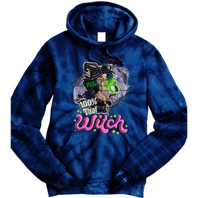 100 Percent That Witch Funny Halloween Gifts Tie Dye Hoodie