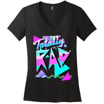 1980s Party Theme Style Totally Rad 80s Casual Hipster V.10 Women's V-Neck T-Shirt