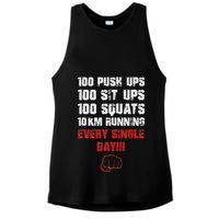 100 Push Ups 100 Sit Ups 100 Squats 10 Km Running Ladies PosiCharge Tri-Blend Wicking Tank