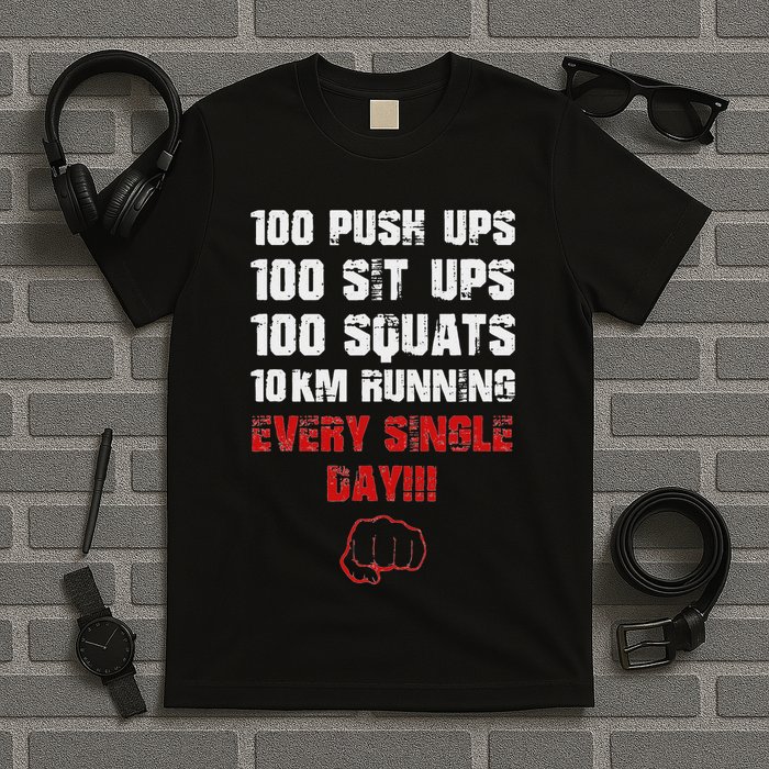 100 Push Ups 100 Sit Ups 100 Squats 10 Km Running T-Shirt