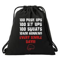 100 Push Ups 100 Sit Ups 100 Squats 10 Km Running Drawstring Bag