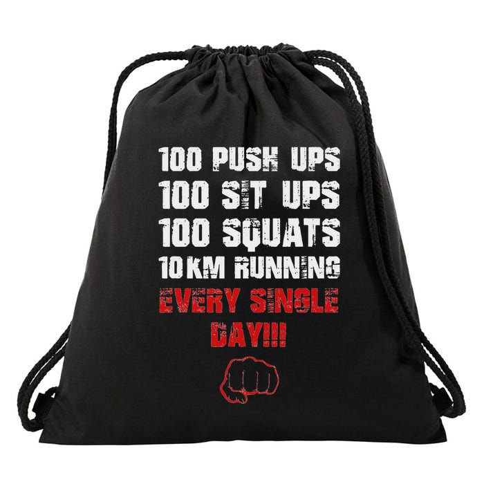 100 Push Ups 100 Sit Ups 100 Squats 10 Km Running Drawstring Bag