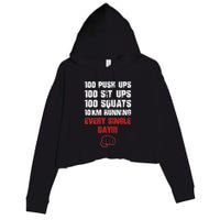 100 Push Ups 100 Sit Ups 100 Squats 10 Km Running Crop Fleece Hoodie