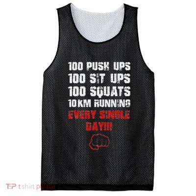 100 Push Ups 100 Sit Ups 100 Squats 10 Km Running Mesh Reversible Basketball Jersey Tank