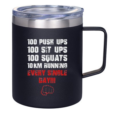 100 Push Ups 100 Sit Ups 100 Squats 10 Km Running 12oz Stainless Steel Coffee Mug