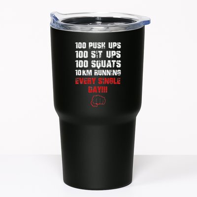 100 Push Ups 100 Sit Ups 100 Squats 10 Km Running Tumbler