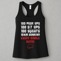 100 Push Ups 100 Sit Ups 100 Squats 10 Km Running Womens Tank Top