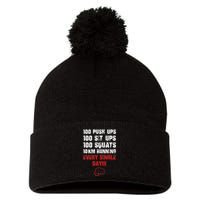 100 Push Ups 100 Sit Ups 100 Squats 10 Km Running Pom Pom 12in Knit Beanie