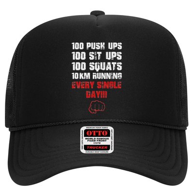 100 Push Ups 100 Sit Ups 100 Squats 10 Km Running Trucker Hat