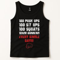 100 Push Ups 100 Sit Ups 100 Squats 10 Km Running Tank Top