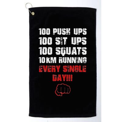100 Push Ups 100 Sit Ups 100 Squats 10 Km Running Golf Towel