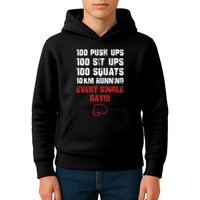 100 Push Ups 100 Sit Ups 100 Squats 10 Km Running Kids Hoodie
