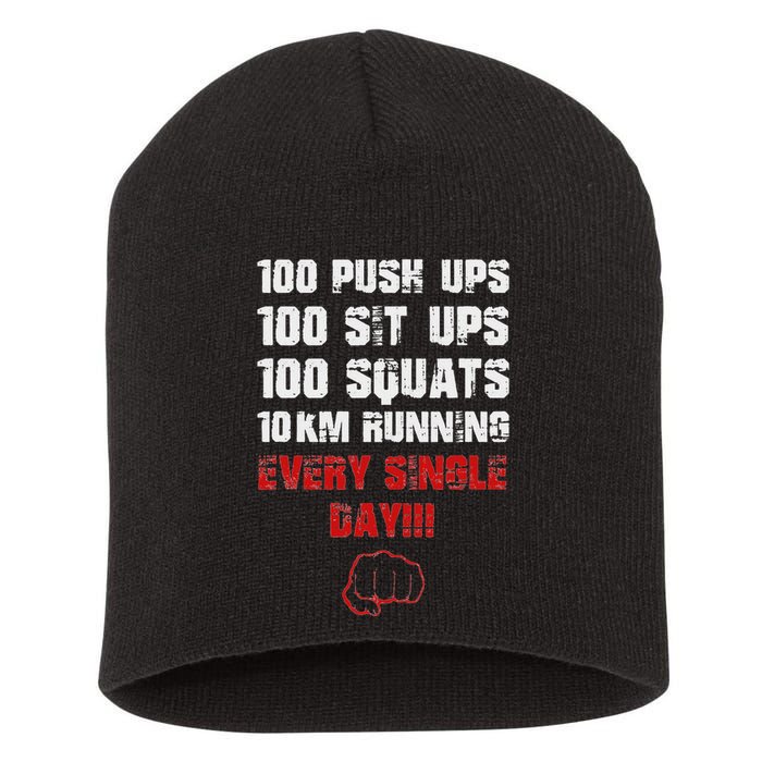 100 Push Ups 100 Sit Ups 100 Squats 10 Km Running Short Acrylic Beanie