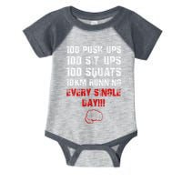 100 Push Ups 100 Sit Ups 100 Squats 10 Km Running Infant Baby Jersey Bodysuit