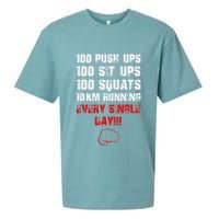 100 Push Ups 100 Sit Ups 100 Squats 10 Km Running Sueded Cloud Jersey T-Shirt