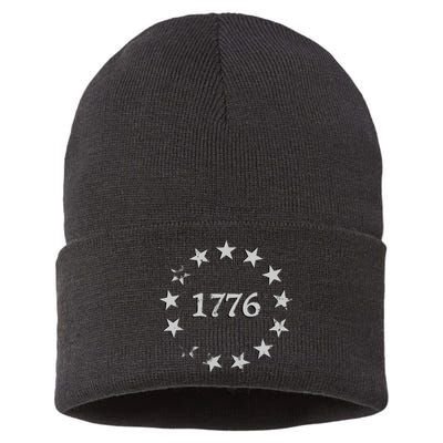 1776 Patriotic Vintage Style Usa Sustainable Knit Beanie