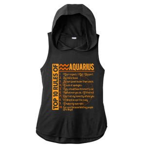 10 Rules Aquarius Symbols Horoscope Zodiac Sign Astrologer Funny Gift Ladies PosiCharge Tri-Blend Wicking Draft Hoodie Tank