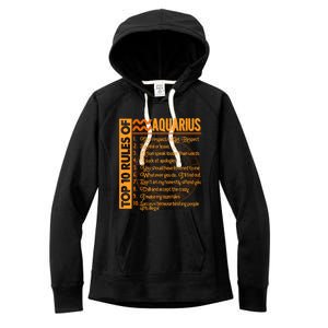 10 Rules Aquarius Symbols Horoscope Zodiac Sign Astrologer Funny Gift Women's Fleece Hoodie