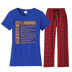 10 Rules Aquarius Symbols Horoscope Zodiac Sign Astrologer Funny Gift Women's Flannel Pajama Set