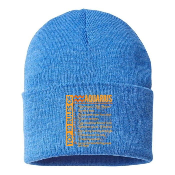 10 Rules Aquarius Symbols Horoscope Zodiac Sign Astrologer Funny Gift Sustainable Knit Beanie