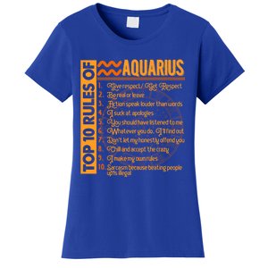 10 Rules Aquarius Symbols Horoscope Zodiac Sign Astrologer Funny Gift Women's T-Shirt