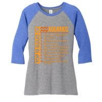 10 Rules Aquarius Symbols Horoscope Zodiac Sign Astrologer Funny Gift Women's Tri-Blend 3/4-Sleeve Raglan Shirt