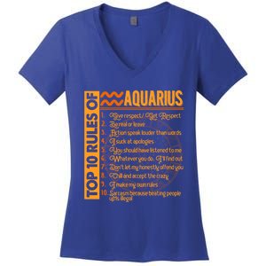 10 Rules Aquarius Symbols Horoscope Zodiac Sign Astrologer Funny Gift Women's V-Neck T-Shirt