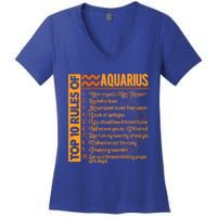 10 Rules Aquarius Symbols Horoscope Zodiac Sign Astrologer Funny Gift Women's V-Neck T-Shirt