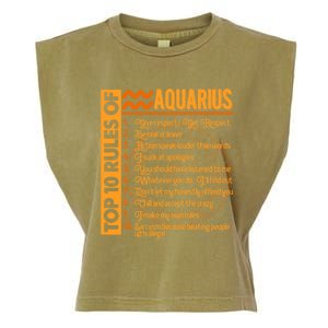 10 Rules Aquarius Symbols Horoscope Zodiac Sign Astrologer Funny Gift Garment-Dyed Women's Muscle Tee