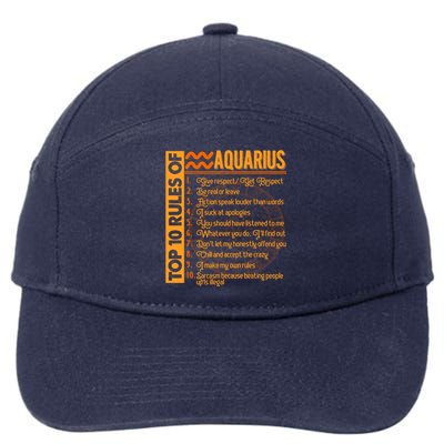 10 Rules Aquarius Symbols Horoscope Zodiac Sign Astrologer Funny Gift 7-Panel Snapback Hat