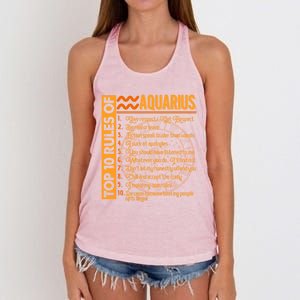 10 Rules Aquarius Symbols Horoscope Zodiac Sign Astrologer Funny Gift Women's Knotted Racerback Tank