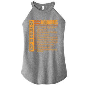 10 Rules Aquarius Symbols Horoscope Zodiac Sign Astrologer Funny Gift Women's Perfect Tri Rocker Tank