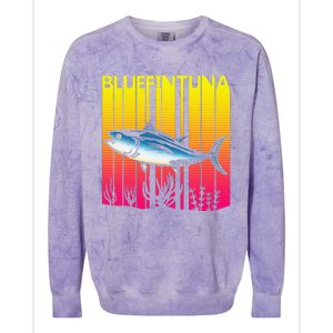 1980s Retro Bluefin Tuna Fish Fishing Fisherma Lover Colorblast Crewneck Sweatshirt