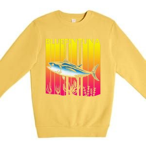 1980s Retro Bluefin Tuna Fish Fishing Fisherma Lover Premium Crewneck Sweatshirt