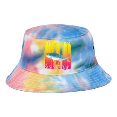 1980s Retro Bluefin Tuna Fish Fishing Fisherma Lover Tie Dye Newport Bucket Hat