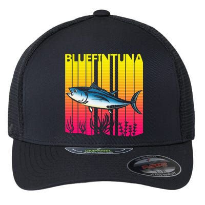 1980s Retro Bluefin Tuna Fish Fishing Fisherma Lover Flexfit Unipanel Trucker Cap