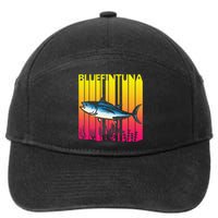 1980s Retro Bluefin Tuna Fish Fishing Fisherma Lover 7-Panel Snapback Hat