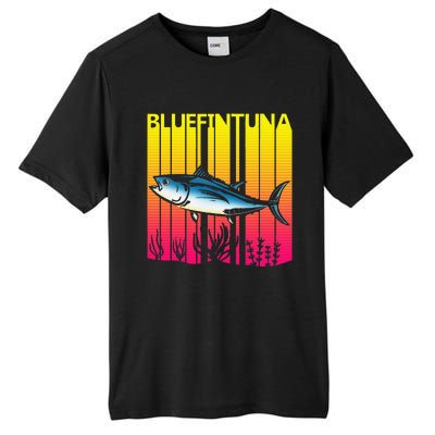 1980s Retro Bluefin Tuna Fish Fishing Fisherma Lover Tall Fusion ChromaSoft Performance T-Shirt