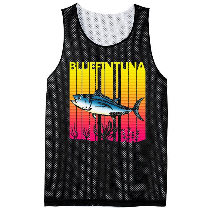 1980s Retro Bluefin Tuna Fish Fishing Fisherma Lover Mesh Reversible Basketball Jersey Tank