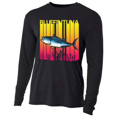 1980s Retro Bluefin Tuna Fish Fishing Fisherma Lover Cooling Performance Long Sleeve Crew