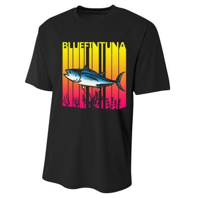 1980s Retro Bluefin Tuna Fish Fishing Fisherma Lover Performance Sprint T-Shirt