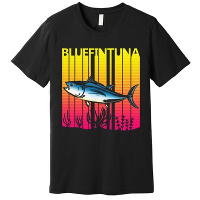 1980s Retro Bluefin Tuna Fish Fishing Fisherma Lover Premium T-Shirt