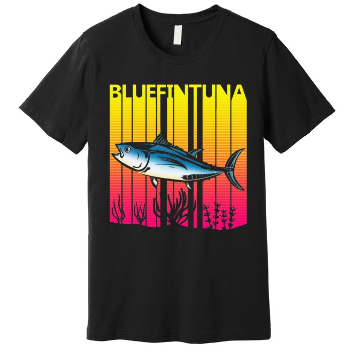 1980s Retro Bluefin Tuna Fish Fishing Fisherma Lover Premium T-Shirt